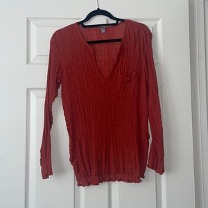 Aerie Sheer Rust Orange Long Sleeve